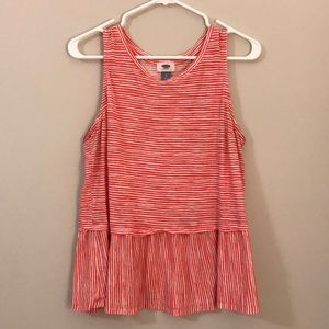 Red Striped Peplum Tank